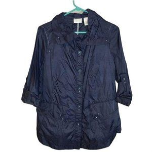 Chico's Jacket Zenergy Windbreaker Convertible Sleeves Lightweight , Sz 1